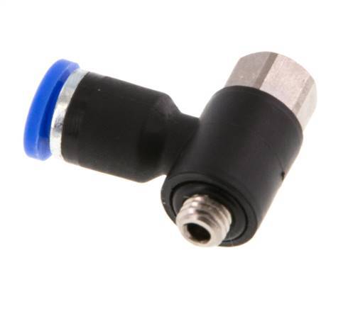 4mm x M 5 Elbow Push-in Fitting with Male-Female Threads Brass/PA 66 NBR [2 Pieces]