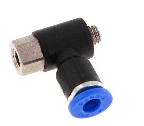4mm x M 5 Winkel-Steckverschraubung mit Außen-Innengewinde Messing/PA 66 NBR [2 Stück]