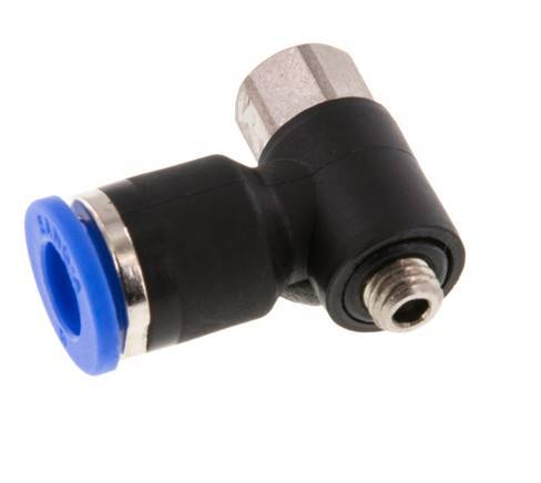 6mm x M 5 Elbow Push-in Fitting with Male-Female Threads Brass/PA 66 NBR [2 Pieces]