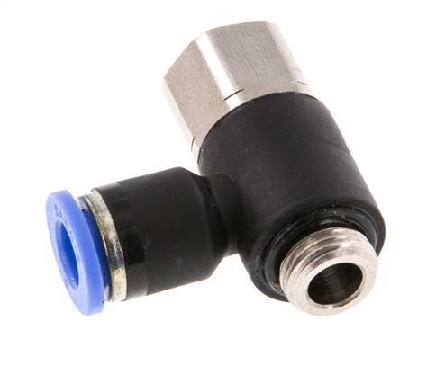 6mm x G1/8'' Elbow Push-in Fitting with Male-Female Threads Brass/PA 66 NBR [2 Pieces]