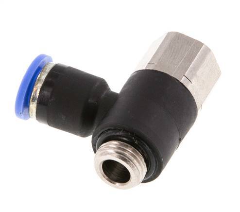 6mm x G1/8'' Elbow Push-in Fitting with Male-Female Threads Brass/PA 66 NBR [2 Pieces]