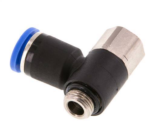 8mm x G1/8'' Elbow Push-in Fitting with Male-Female Threads Brass/PA 66 NBR [2 Pieces]