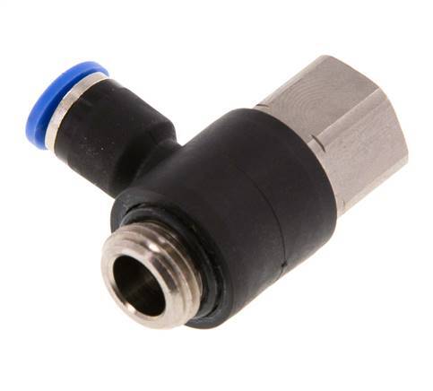 6mm x G1/4'' Elbow Push-in Fitting with Male-Female Threads Brass/PA 66 NBR [2 Pieces]