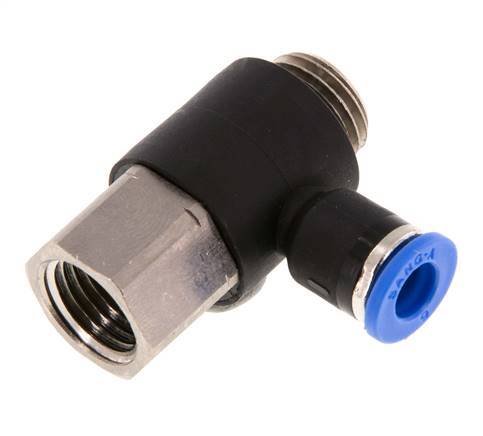 6mm x G1/4'' Winkel-Steckverschraubung mit Außen-Innengewinde Messing/PA 66 NBR [2 Stück]