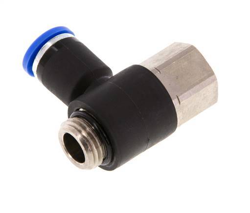 8mm x G1/4'' Elbow Push-in Fitting with Male-Female Threads Brass/PA 66 NBR [2 Pieces]