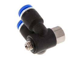 4mm x M 5 Doppeltes 90-Grad-Winkel-Steckfitting mit Außen- und Innengewinde Messing/PA 66 NBR drehbar [2 Stück]