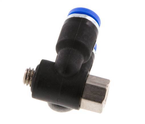 4mm x M 5 Doppeltes 90-Grad-Winkel-Steckfitting mit Außen- und Innengewinde Messing/PA 66 NBR drehbar [2 Stück]