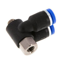 4mm x M 5 Doppeltes 90-Grad-Winkel-Steckfitting mit Außen- und Innengewinde Messing/PA 66 NBR drehbar [2 Stück]