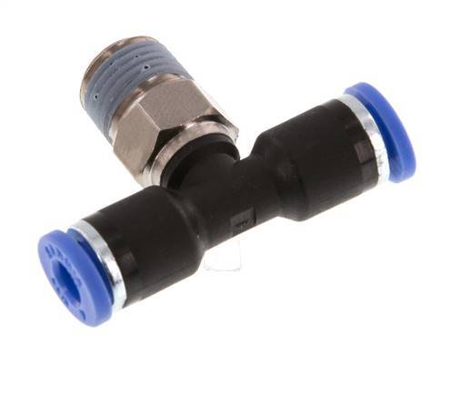 4mm x R1/8'' Inline T-Steckverschraubung mit Außengewinde Messing/PA 66 NBR drehbar [2 Stück]