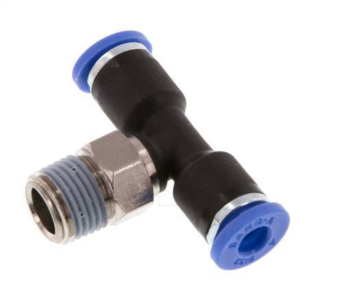 4mm x R1/8'' Inline T-Steckverschraubung mit Außengewinde Messing/PA 66 NBR drehbar [2 Stück]