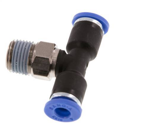 4mm x R1/8'' Inline T-Steckverschraubung mit Außengewinde Messing/PA 66 NBR drehbar [2 Stück]