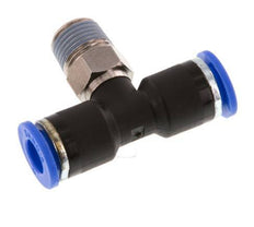 6mm x R1/8'' Inline Tee Push-in Fitting with Male Threads Brass/PA 66 NBR Rotatable [2 Pieces]