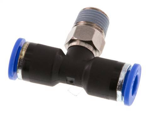 6mm x R1/8'' Inline T-Steckverschraubung mit Außengewinde Messing/PA 66 NBR drehbar [2 Stück]