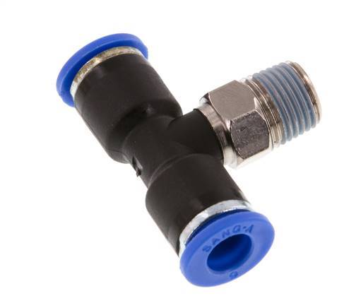 6mm x R1/8'' Inline T-Steckverschraubung mit Außengewinde Messing/PA 66 NBR drehbar [2 Stück]