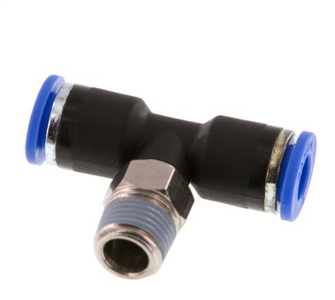 6mm x R1/8'' Inline T-Steckverschraubung mit Außengewinde Messing/PA 66 NBR drehbar [2 Stück]