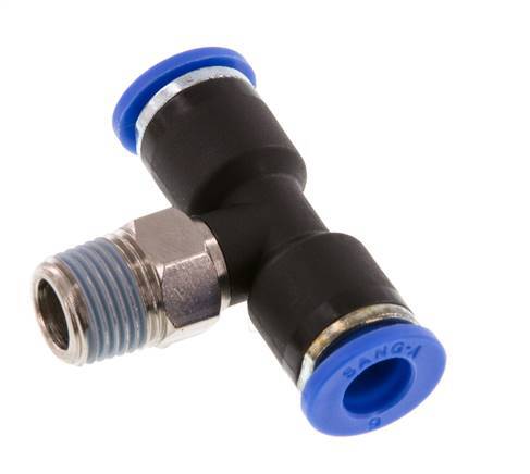 6mm x R1/8'' Inline T-Steckverschraubung mit Außengewinde Messing/PA 66 NBR drehbar [2 Stück]