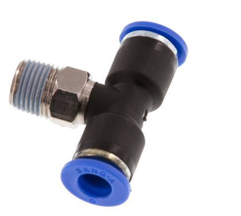 6mm x R1/8'' Inline T-Steckverschraubung mit Außengewinde Messing/PA 66 NBR drehbar [2 Stück]