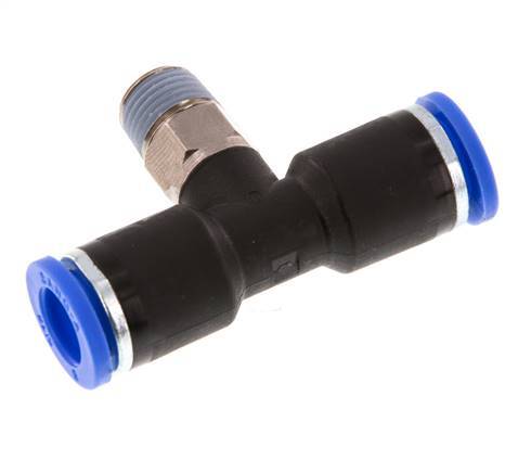 8mm x R1/8'' Inline Tee Push-in Fitting with Male Threads Brass/PA 66 NBR Rotatable [2 Pieces]