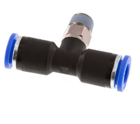 8mm x R1/8'' Inline T-Stück Steckverschraubung mit Außengewinde Messing/PA 66 NBR drehbar [2 Stück]
