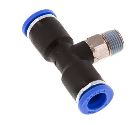 8mm x R1/8'' Inline T-Stück Steckverschraubung mit Außengewinde Messing/PA 66 NBR drehbar [2 Stück]