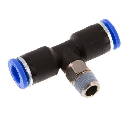 8mm x R1/8'' Inline T-Stück Steckverschraubung mit Außengewinde Messing/PA 66 NBR drehbar [2 Stück]