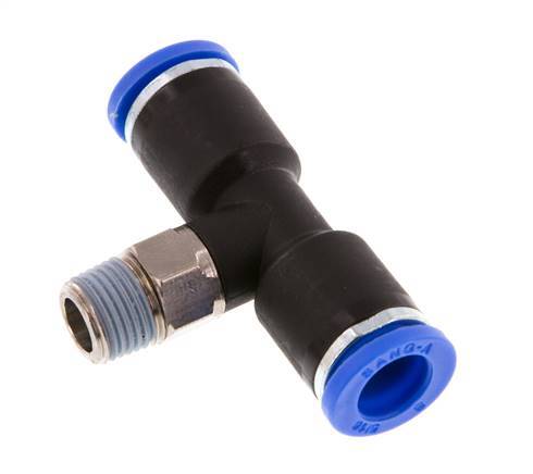 8mm x R1/8'' Inline T-Stück Steckverschraubung mit Außengewinde Messing/PA 66 NBR drehbar [2 Stück]