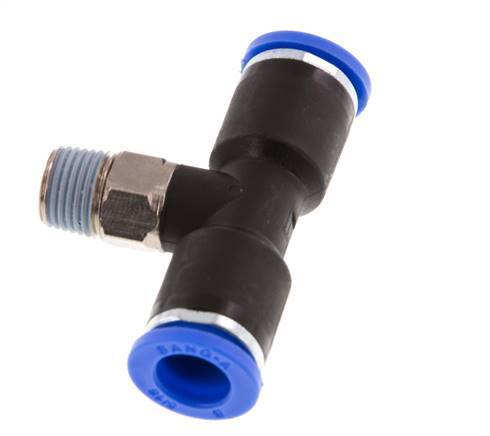 8mm x R1/8'' Inline T-Stück Steckverschraubung mit Außengewinde Messing/PA 66 NBR drehbar [2 Stück]