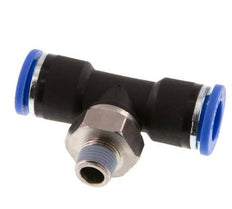 10mm x R1/8'' Inline-T-Stück Steckverschraubung mit Außengewinde Messing/PA 66 NBR drehbar