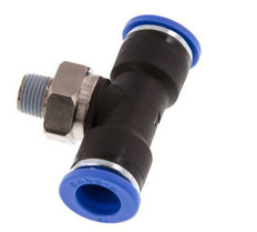 10mm x R1/8'' Inline-T-Stück Steckverschraubung mit Außengewinde Messing/PA 66 NBR drehbar