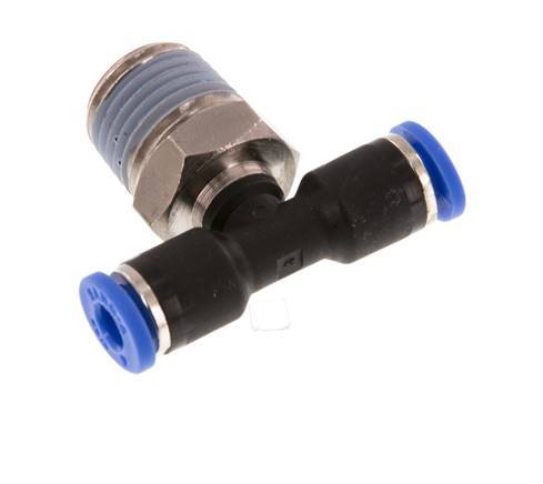 4mm x R1/4'' Inline Tee Push-in Fitting with Male Threads Brass/PA 66 NBR Rotatable [2 Pieces]