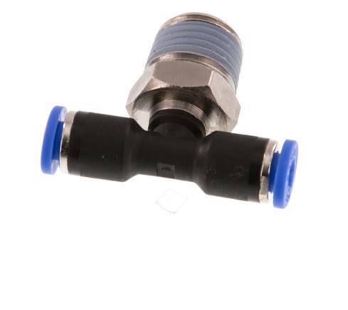 4mm x R1/4'' Inline Tee Push-in Fitting with Male Threads Brass/PA 66 NBR Rotatable [2 Pieces]