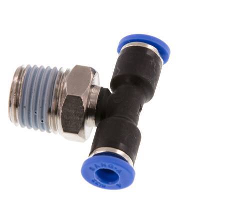 4mm x R1/4'' Inline T-Steckverschraubung mit Außengewinde Messing/PA 66 NBR drehbar [2 Stück]