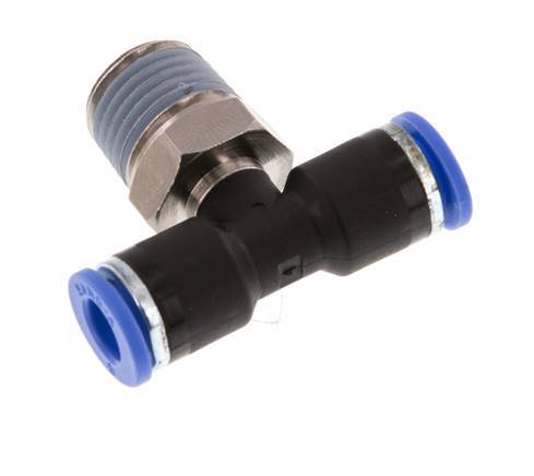 6mm x R1/4'' Inline T-Steckverschraubung mit Außengewinde Messing/PA 66 NBR drehbar [2 Stück]