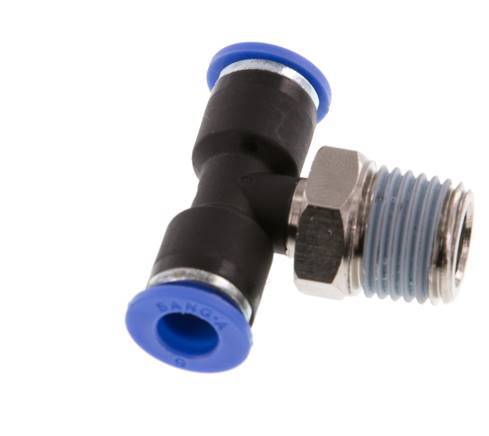 6mm x R1/4'' Inline T-Steckverschraubung mit Außengewinde Messing/PA 66 NBR drehbar [2 Stück]