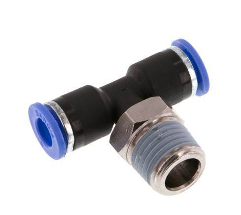 6mm x R1/4'' Inline T-Steckverschraubung mit Außengewinde Messing/PA 66 NBR drehbar [2 Stück]