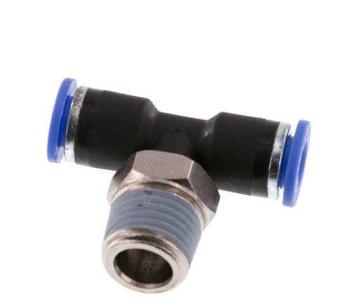 6mm x R1/4'' Inline T-Steckverschraubung mit Außengewinde Messing/PA 66 NBR drehbar [2 Stück]