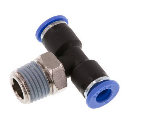 6mm x R1/4'' Inline T-Steckverschraubung mit Außengewinde Messing/PA 66 NBR drehbar [2 Stück]