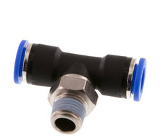 10mm x R1/4'' Inline-T-Stück Steckverschraubung mit Außengewinde Messing/PA 66 NBR drehbar