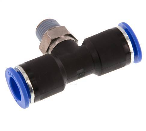 12mm x R1/4'' Inline T-Stück Steckverschraubung mit Außengewinde Messing/PA 66 NBR drehbar