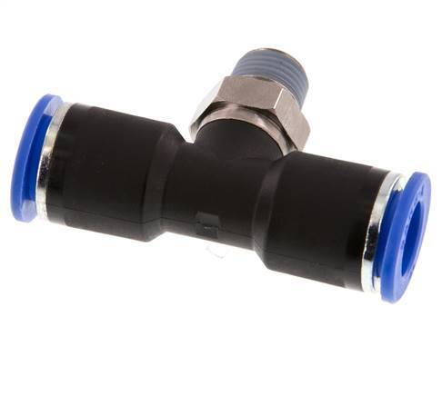 12mm x R1/4'' Inline T-Stück Steckverschraubung mit Außengewinde Messing/PA 66 NBR drehbar