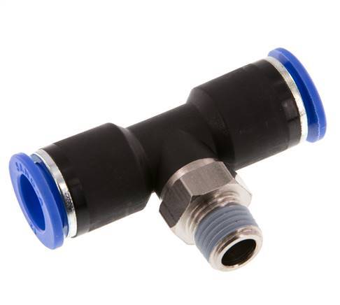 12mm x R1/4'' Inline T-Stück Steckverschraubung mit Außengewinde Messing/PA 66 NBR drehbar