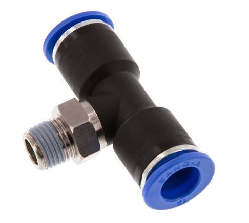 12mm x R1/4'' Inline T-Stück Steckverschraubung mit Außengewinde Messing/PA 66 NBR drehbar