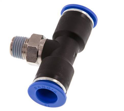 12mm x R1/4'' Inline T-Stück Steckverschraubung mit Außengewinde Messing/PA 66 NBR drehbar