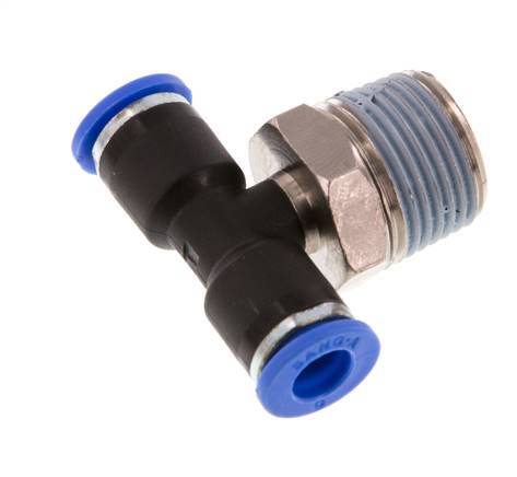 6mm x R3/8'' Inline T-Steckverschraubung mit Außengewinde Messing/PA 66 NBR drehbar [2 Stück]