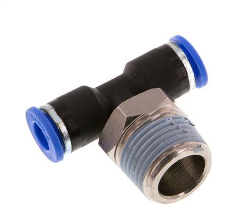 6mm x R3/8'' Inline T-Steckverschraubung mit Außengewinde Messing/PA 66 NBR drehbar [2 Stück]