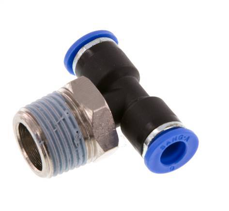 6mm x R3/8'' Inline T-Steckverschraubung mit Außengewinde Messing/PA 66 NBR drehbar [2 Stück]