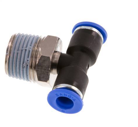 6mm x R3/8'' Inline T-Steckverschraubung mit Außengewinde Messing/PA 66 NBR drehbar [2 Stück]