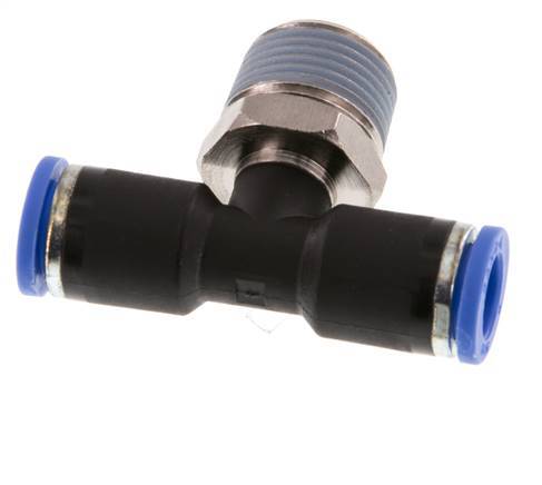 8mm x R3/8'' Inline T-Steckverschraubung mit Außengewinde Messing/PA 66 NBR drehbar [2 Stück]