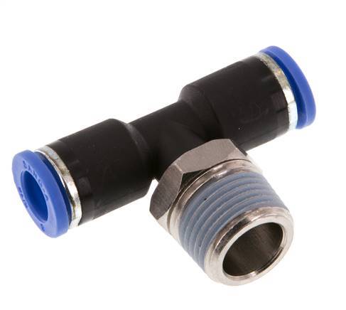 8mm x R3/8'' Inline T-Steckverschraubung mit Außengewinde Messing/PA 66 NBR drehbar [2 Stück]