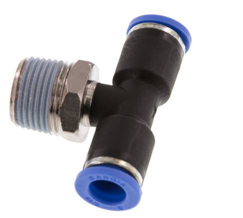 8mm x R3/8'' Inline T-Steckverschraubung mit Außengewinde Messing/PA 66 NBR drehbar [2 Stück]